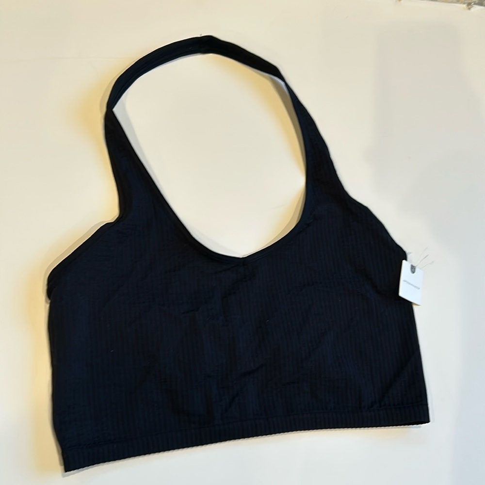 Anthropologie Women’s Halter Black Ribbed Tank Top Sz L/XL
